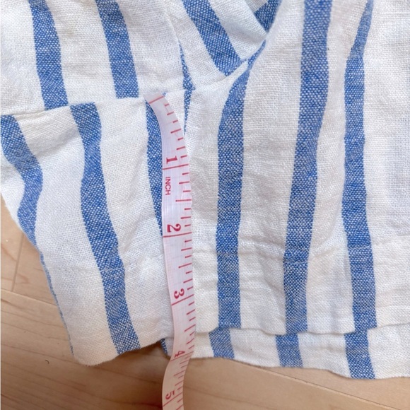 AVA & VIV Linen Viscose Blue and White Striped Shorts - Picture 5 of 8